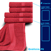 Red 100% Cotton Towel Set